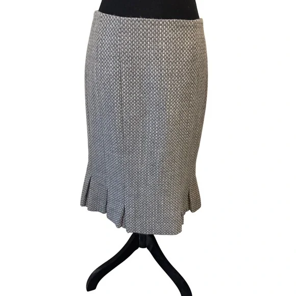 Talbots ~ vintage | gray wool tweed pencil pleated zip up skirt | so beautiful! - Picture 1 of 9